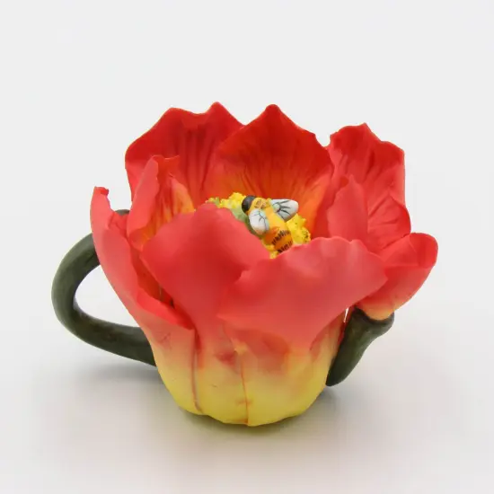 Mini Ceramic Poppy Flower with Bee Teapot Figurine, Gift for Her, Gift for Mom, Kitchen D&eacute;cor, Tea Party D&eacute;cor, Caf&eacute; D&eacute;cor, Kitchen Decor {3}