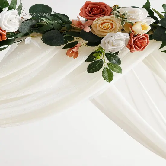 Wedding Arch Draping Fabric 2 Panels 20Ft Ivory Chiffon Fabric Drapes Arbor Drapery Wedding Ceremony Reception Swag Decorations {4}