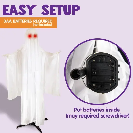 67" Halloween Animatronics Ghost Decor with Creepy Sound {3}