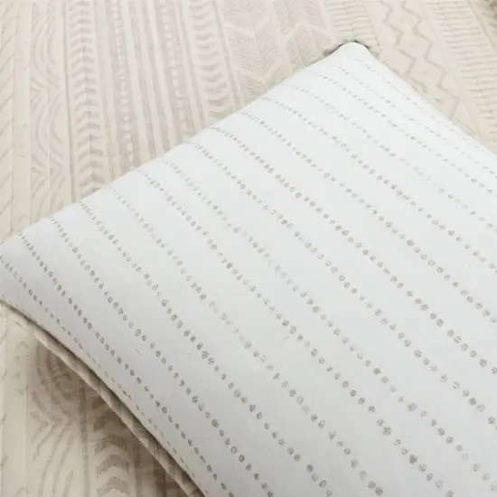 King Scandinavian Beige Tan Cotton Quilt Set Reversible 3 Piece {4}