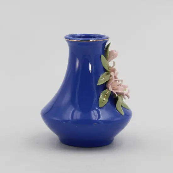 Mini Size Ceramic Sweet Pea Flower on Blue Vase, Home D&eacute;cor, Gift for Her, Gift for Mom, Spring Decor {3}