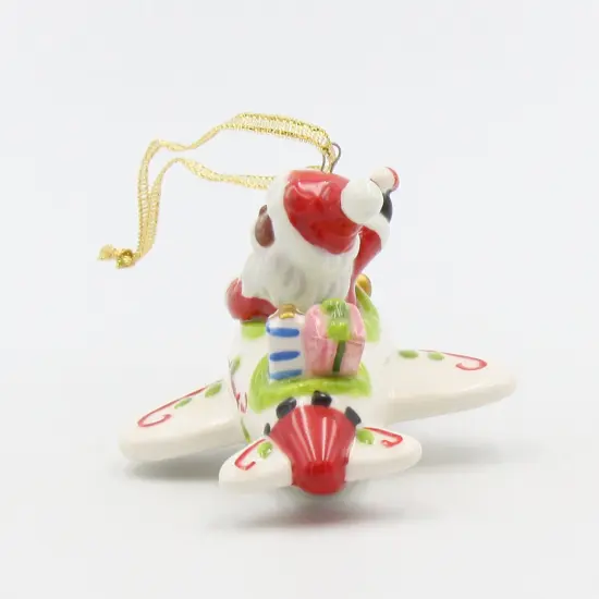 Ceramic African American Santa Flying Airplane Ornament, Gift for Pilot, Home Décor, Gift for Her, Mom, Kitchen Décor, Christmas Décor {5}