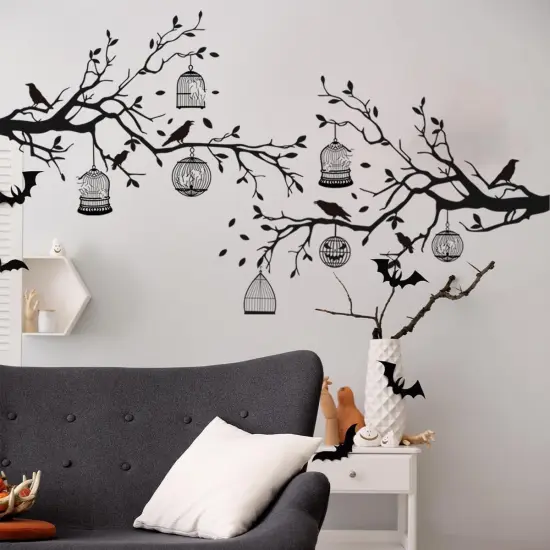 2 Sheets Halloween Gothic Wall Decals - Removable Raven Stickers {4}