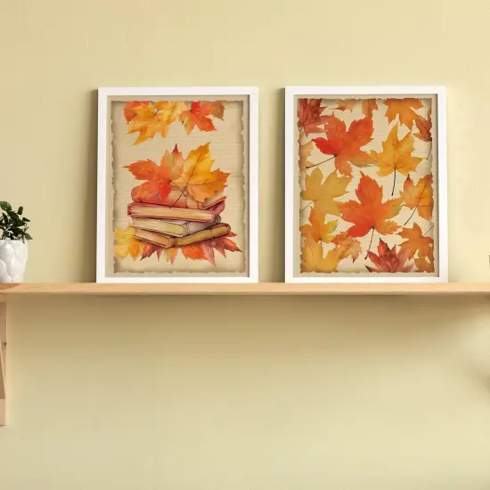 Vintage Fall Wall Art Decor Pumpkin Maple Leaves Posters Wall Decor {4}