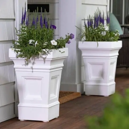 White Plastic Resin Self-Watering Planter Boxes Set of 2, 24-Inch {2}