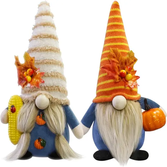 2Pack Handmade Fall Harvest Gnome Plush {1}