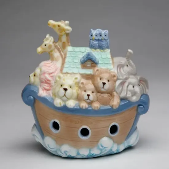Ceramic Noah's Ark Piggy Bank, Home D&eacute;cor, Religious D&eacute;cor, Religious Gift, Church D&eacute;cor, Baptism Gift, Nursery Room Decor {3}