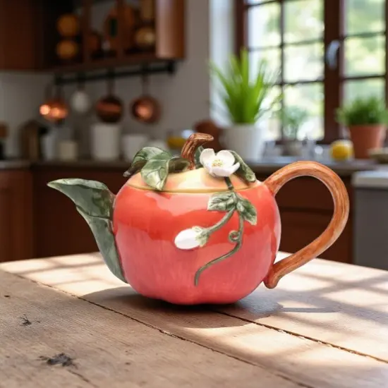Ceramic Apple Teapot, Gift for Her, Gift for Mom, Tea Party D&eacute;cor, Caf&eacute; D&eacute;cor, Farmhouse D&eacute;cor {3}