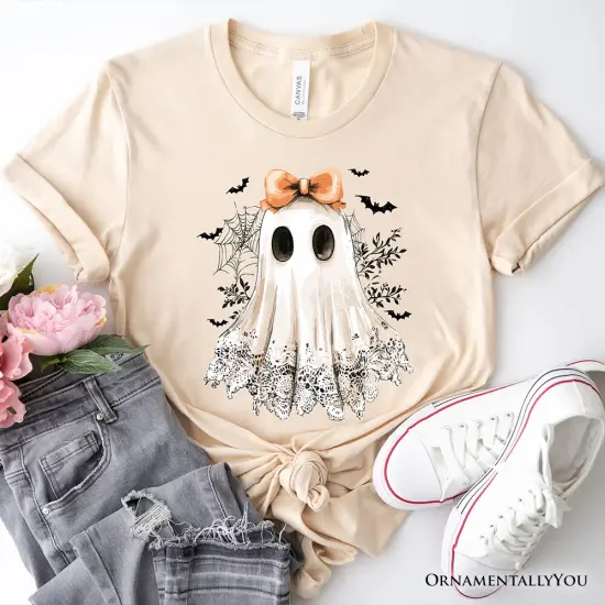 Coquette Ghost T-Shirt, Cute Halloween Tee for Girly Ghouls {7}