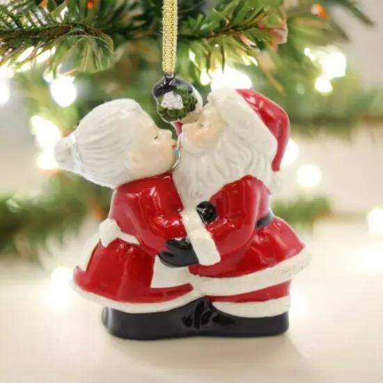 Christmas Decor Santa And Mrs. Claus Kissing Ornament, Home Décor, Gift for Her, Gift for Mom, Kitchen Décor, Christmas Décor {2}