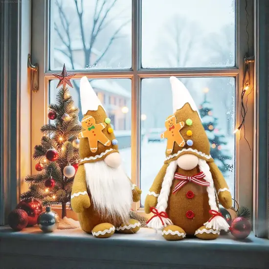 Christmas Gingerbread Man Gnomes Plush Couple {5}