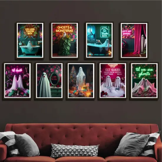 9Pcs Halloween Ghosts Canvas Wall Art {4}