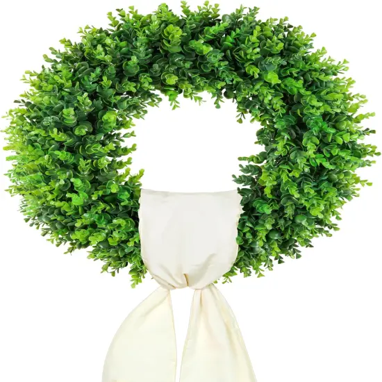 20'' Artificial Boxwood Spring Wreath - Green {1}