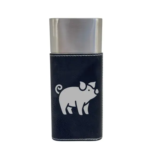 Cigar Case with Cutter - Piglet - Leather Black/Silver {1}