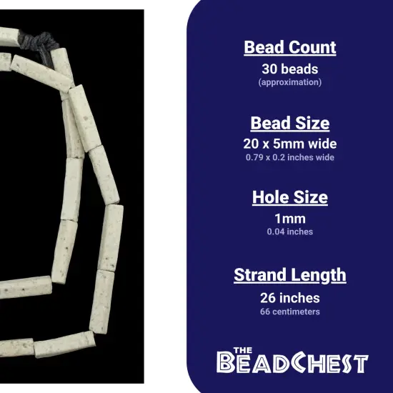 The Bead Chest Moroccan Pottery Beads, White, Rectangle: Genuine North African Berber Tribal Beads for DIY Jewelry Making and More {4}