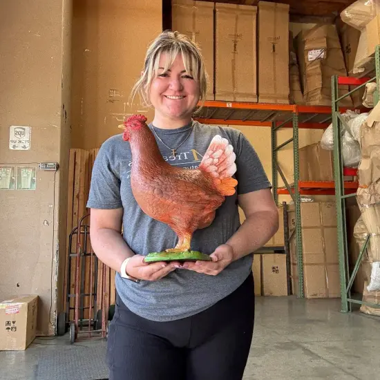 Brown Chicken Life Size Statue {3}