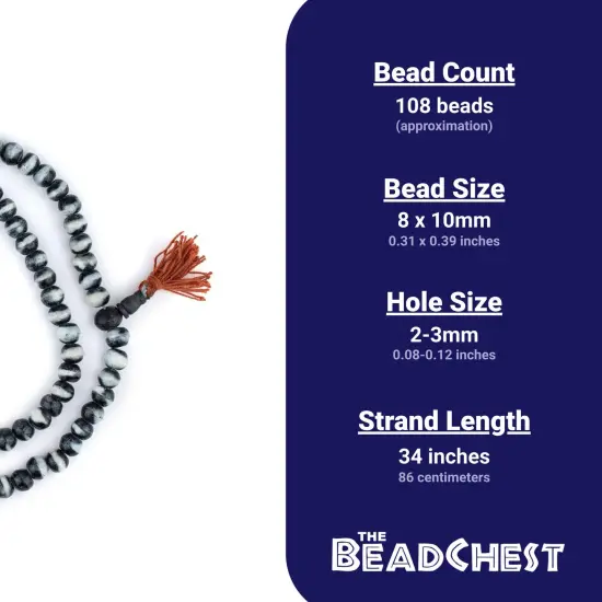 The Bead Chest Black Rustic Bone Mala Beads (10mm) {5}