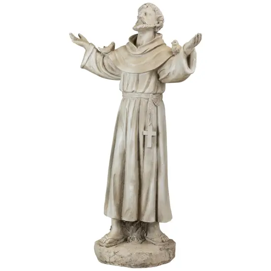 Northlight St. Francis of Assisi with Birds Outdoor Garden Statue - 24" Beige {6}
