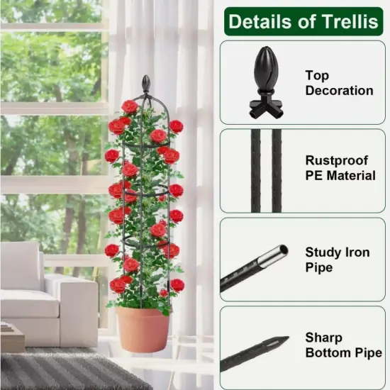 2Pack 6ft Garden Obelisk Trellis for Climbing Outdoor Plants {3}