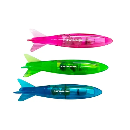 Swimline LED Lighted Torpedo Swimming Pool Diving Toys - 5" - Set of 3 Multi {1}