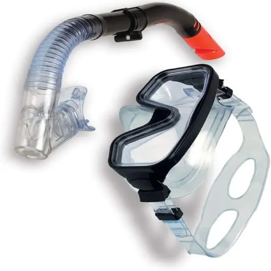 Swimline Manatee Dry Top with Purge Valve Aviator Mask and Snorkel Set - 15" Black {4}