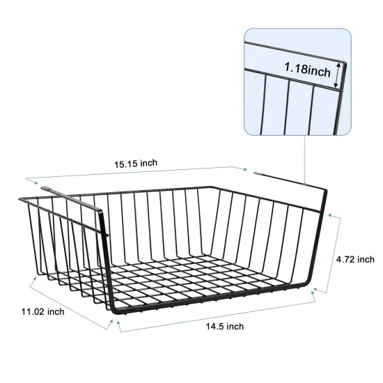 4pcs Stackable Shelf Hanging Basket Organizer, Black {2}