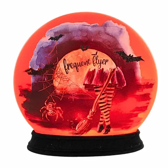 Stony Creek 7.0 Inch Frequent Flyer Pre-Lit Round Orb Halloween Lighted Glass Accent , Halloween Decor WITCHES LEGS {1}