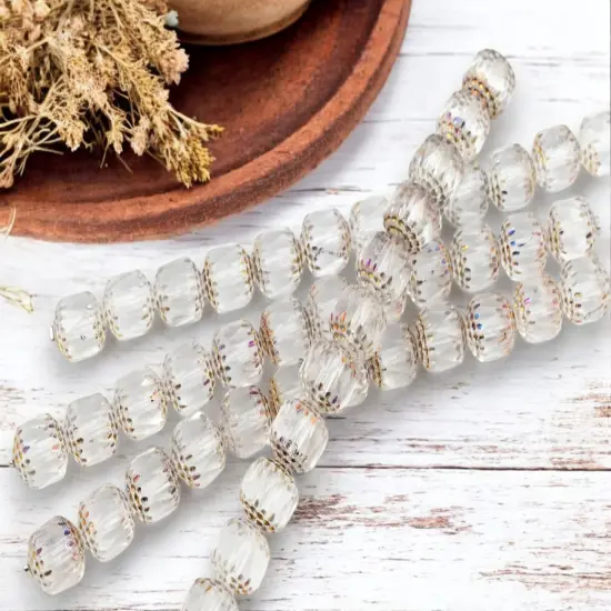 *12* 10mm Metallic Volcano Washed Crystal Fire Polished Cathedral Beads {2}