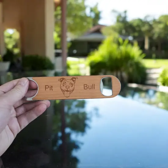 Wooden Bottle Opener - Pit Bull {2}