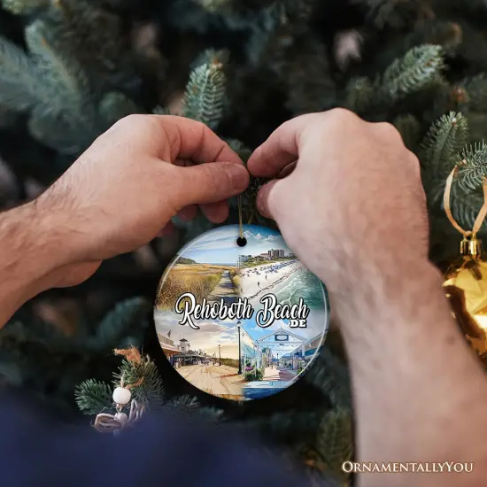 Rehoboth Beach Ceramic Ornament, Delaware Coastal Christmas Gift and Souvenir {7}