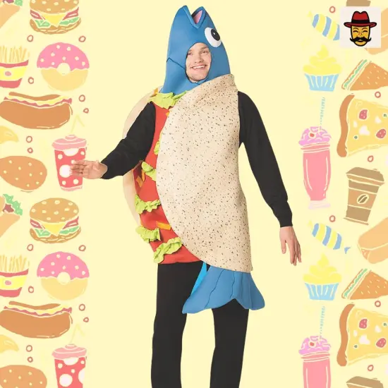 Fish Taco Costume Funny Food Suit with Fish Head and Tail Halloween Party Outfit {3}