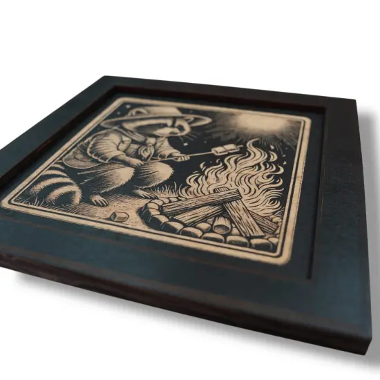 Framed Art - CUSTOM - Raccoon Campfire {4}