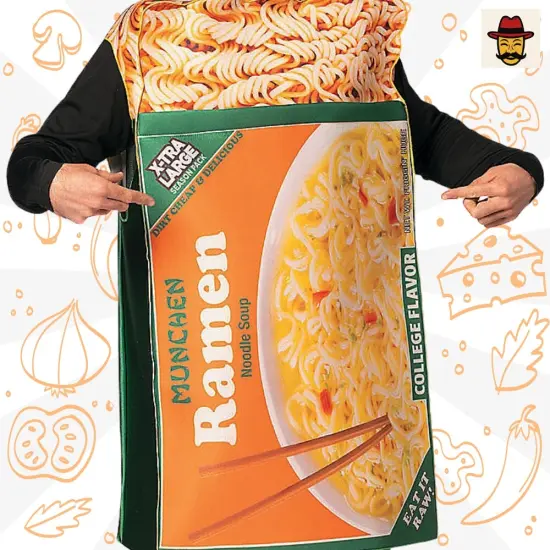 Adults Ramen Noodles Costume Funny Food Foam Tunic Photo Print Halloween Party Outfit {5}