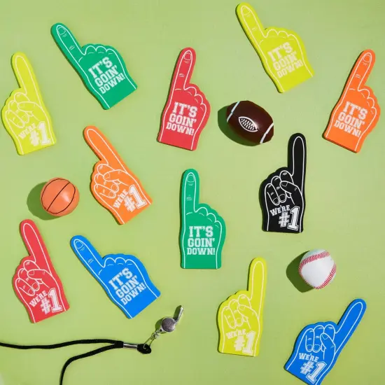 24-Pack Mini Foam Fingers for for Sports-Themed Birthday, Mini Party Favors, Game Day Supplies, Mini Foam Hand Fingers It's Going Down, We're #1 (6 Colors, 5.5 in) {2}