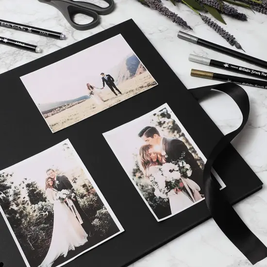 Black Scrapbook Album with Silk Ribbon, Cover Window, Spiral Bound Photo Book for Wedding, Anniversary (80 Pages, 12.25 x 12.25 Inches) {3}
