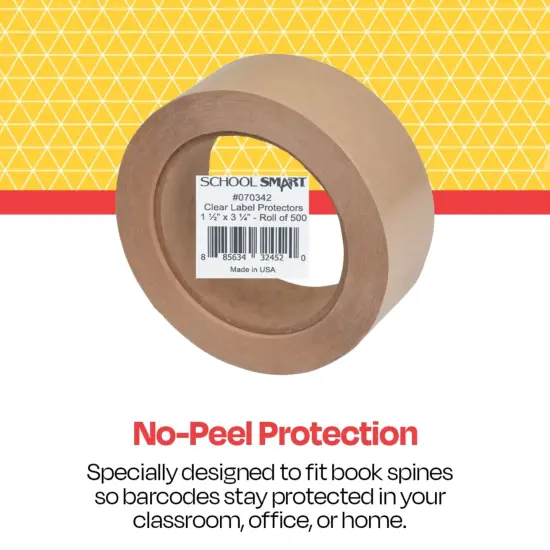 School Smart Vinyl Label Protectors, Round Corner Rectangle, 1-1/2 x 3-1/4 Inches, Clear, Pack of 500 {5}