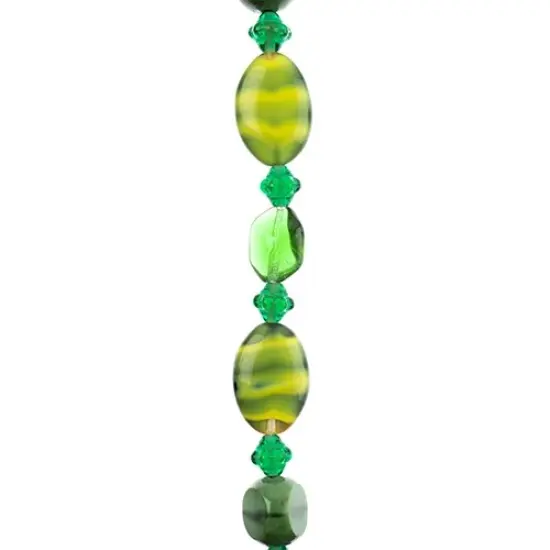 John Bead 7" Assorted Shape Czech Glass Bead Strand Back to Nature Green {1}