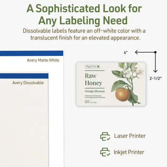 Avery Dissolvable Labels, 2.5" x 4" Rectangle {4}