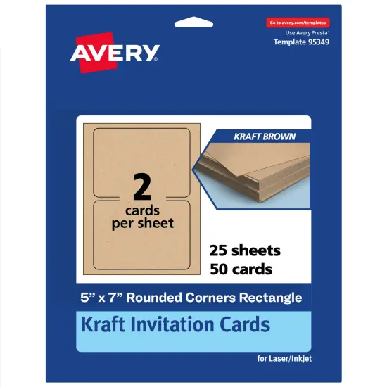 Avery Kraft Brown Invitation Cards, 5" x 7" Rectangle Rounded Corners {1}
