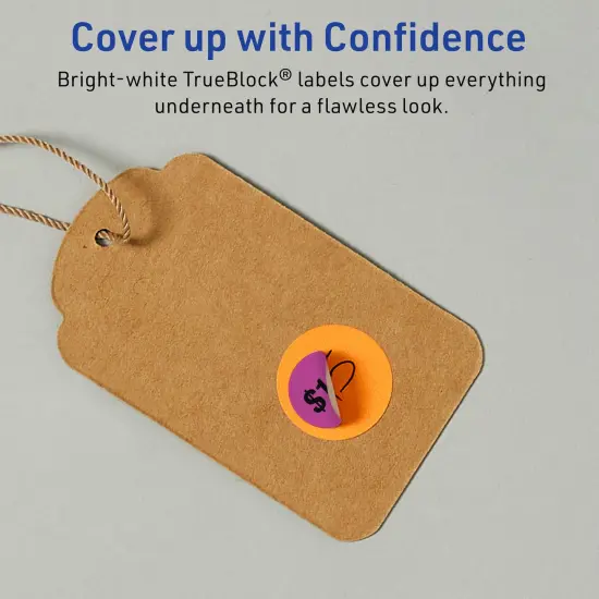 Avery TrueBlock Matte White Paper Labels,1-1/4" diameter Round {3}