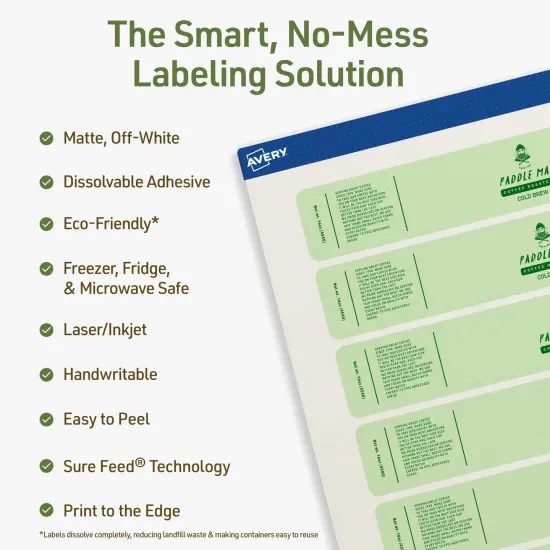 Avery Dissolvable Labels, 1" x 7" Rectangle {2}