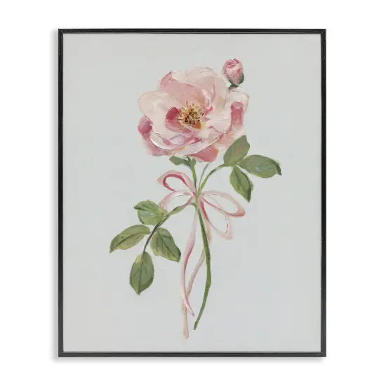 Stupell Industries Pink Rose Bud with Ribbon Framed Giclee By Sally Swatland {7}