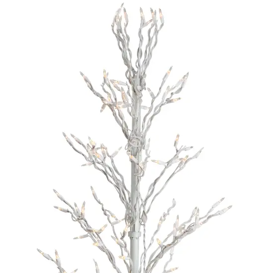 Northlight Lighted Cascade Twig Outdoor Christmas Tree - 6' - White - Clear Lights {7}