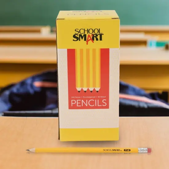 School Smart No 2 Pencils, Pre-Sharpened, Hexagonal with Latex-Free Erasers, Pack of 144 {7}