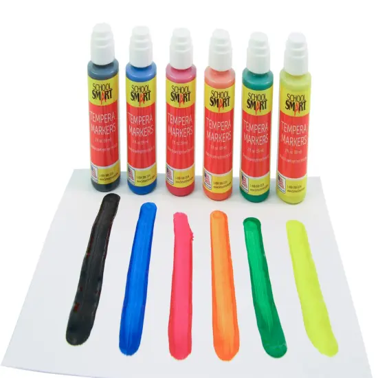 School Smart Tempera Paint Daubers, Poster Marker Set, Assorted Colors, Pack of 6 {3}