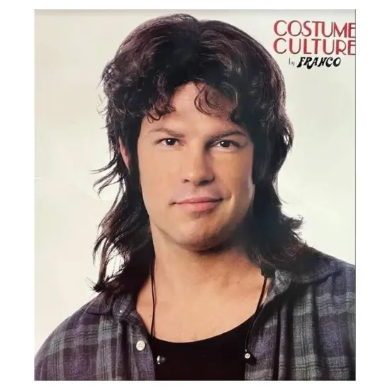 Hipster Mullet Adult Brown Costume Wig {6}