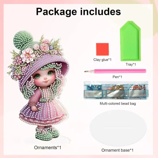 Diamond Art Painting Tabletop Decoration (Pink Doll)) {2}