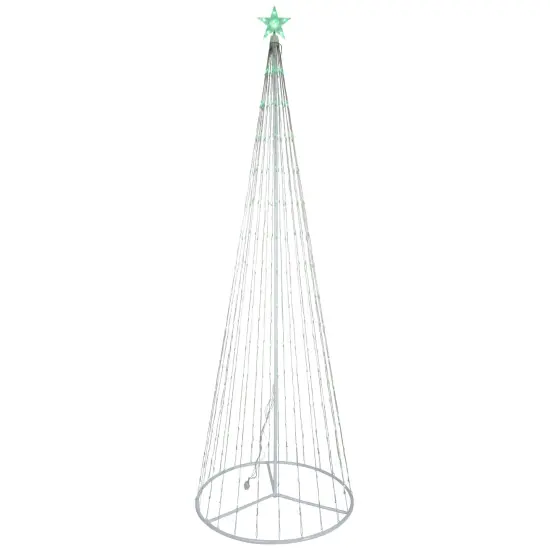 Northlight Lighted LED Multi-Function Outdoor Christmas Cone Tree - 9' - Green Lights White {3}