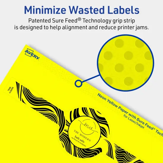 Avery Neon Yellow Paper Labels, 2-3/8" x 8" Wraparound {4}
