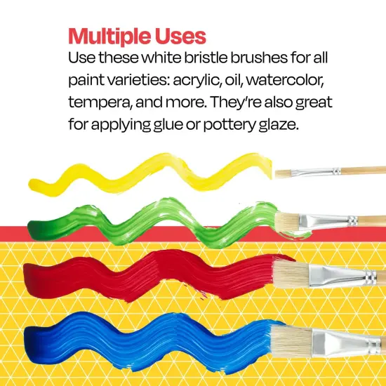 School Smart White Bristle Paint Brushes, Assorted Sizes, Set of 72 {7}